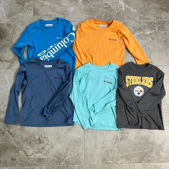 Columbia Kids' Long Sleeve Shirt Set - Blue, Orange, Teal, Gray - Picture 1 of 4